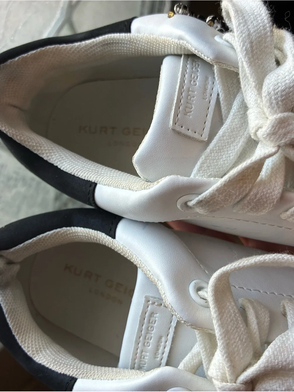 Kurt Geiger White Sneakers with Beaded Eye Motif big kids size 5